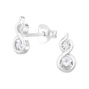 Sterling Silver Circle Crystal Ear Studs